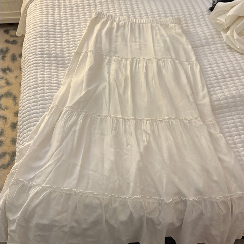 White Tiered Maxi Skirt
